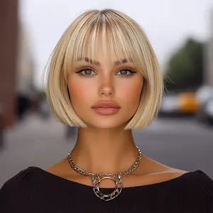 SMILCO/8Inch Blonde Short Curly Bob Synthetic Wig  Versatile 8-Inch Length Blonde Curly Bob Wig for Stylish and Manageable Hairstyles/SM416