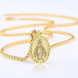 Virgin Mary Cross Medal Necklace Niche Creative Versatile Personality High-end Design Necklace Birthday Gift