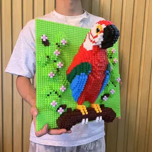 5646pcs Parrot Puzzle Building Block Creative Decoration, Perfect Gift for Birthday Halloween Valentine Christmas Eve, Desk Ornament