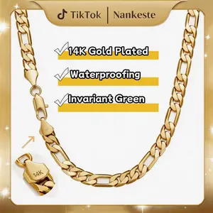 14K Real Gold Plated Figaro Chain Necklace for Men – 10mm Wide, 20/24" Italian-Style Cuban Link, Tarnish-Free Nanotech Coating, Hip Hop Streetwear, Minimalist Layering Jewelry,  Perfect Gift for Him Accessories.