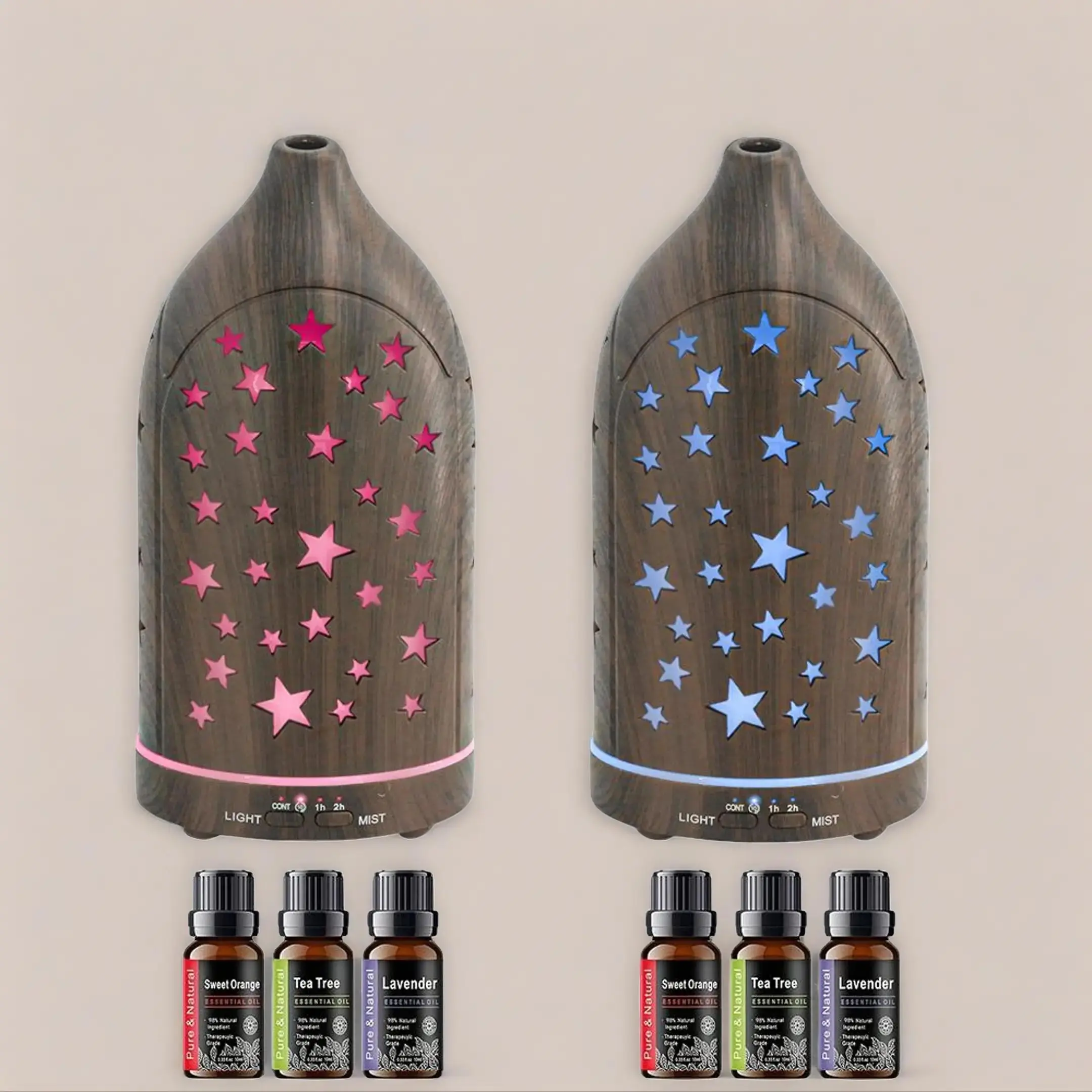 2PCS Deep Wood Grain