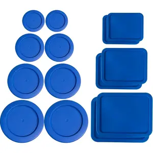 1, 2, 4 & 7 Cup Round & 3, 6, 11 Cup Rectangle Replacement Lids/Covers for Pyrex, Anchor Hocking &  Storage Bowls *Lids Only -Glass Container Not Included*, 14 Pack *2 of Each Size*