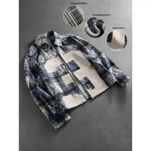 Men's New Trendy Fashion Street Campus Plaid Shirt, Casual Stylish Button-Down Top, Perfect for Daily Wear and School