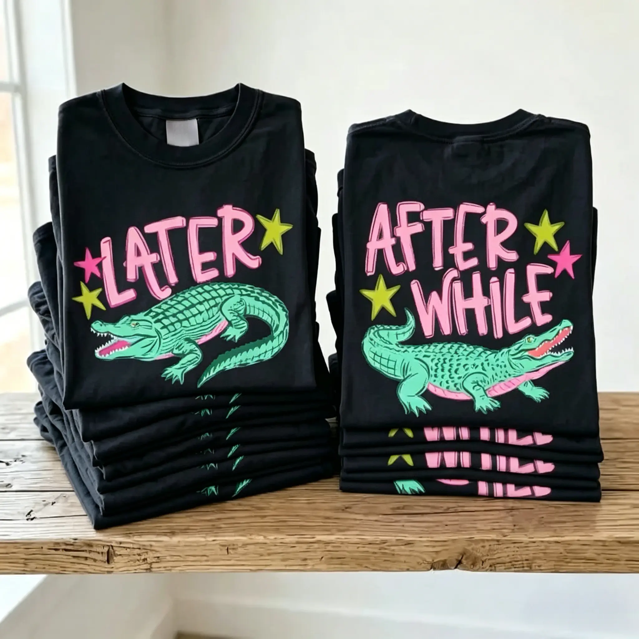 "Later Gator After While Gator" Casual Round Neck Short Sleeve Streetwear T-Shirt, Comfortable Summer Sports Top, Breathable Sportswear Tshirt