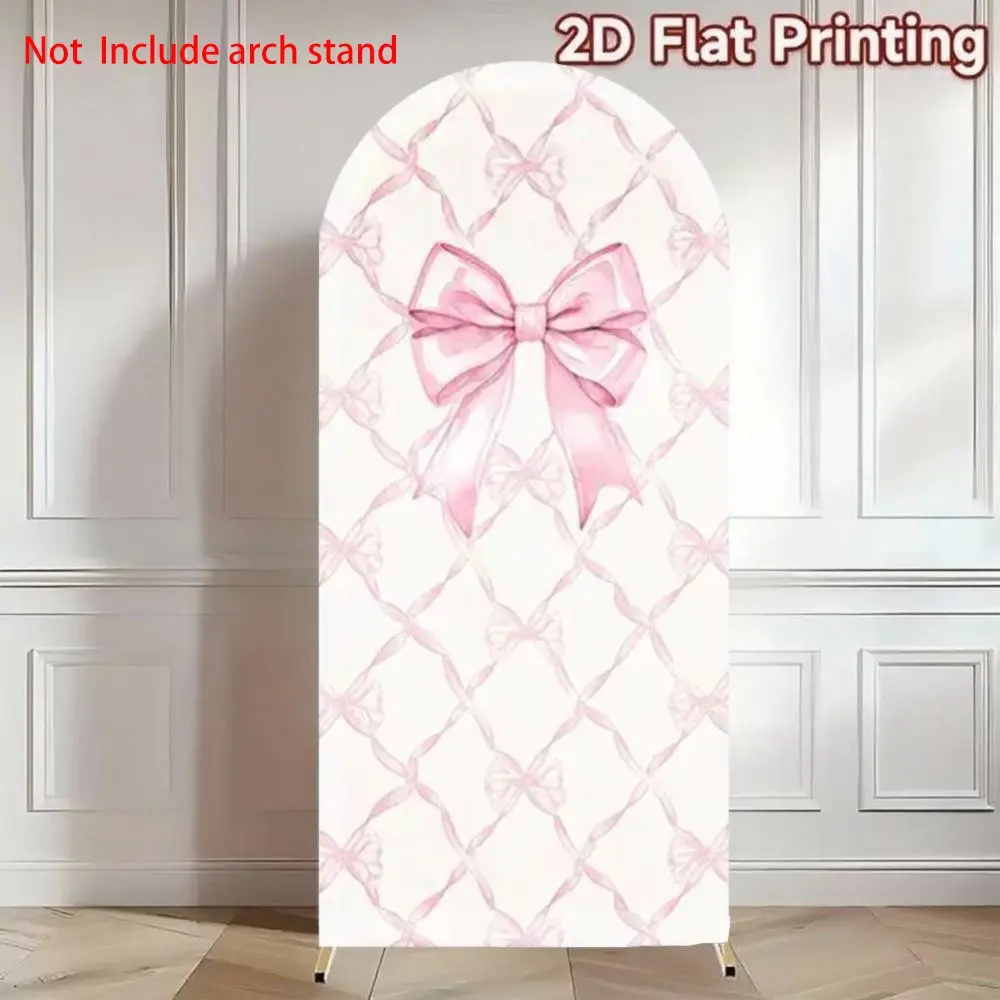Pink Dance Ballerina Arch Covers Stretchy Backdrop with Bow Pattern for Newborn Celebration & 1st Birthday Party Photography Backgrounds Party Decor, Birthday Party Supplies, Party Decorations