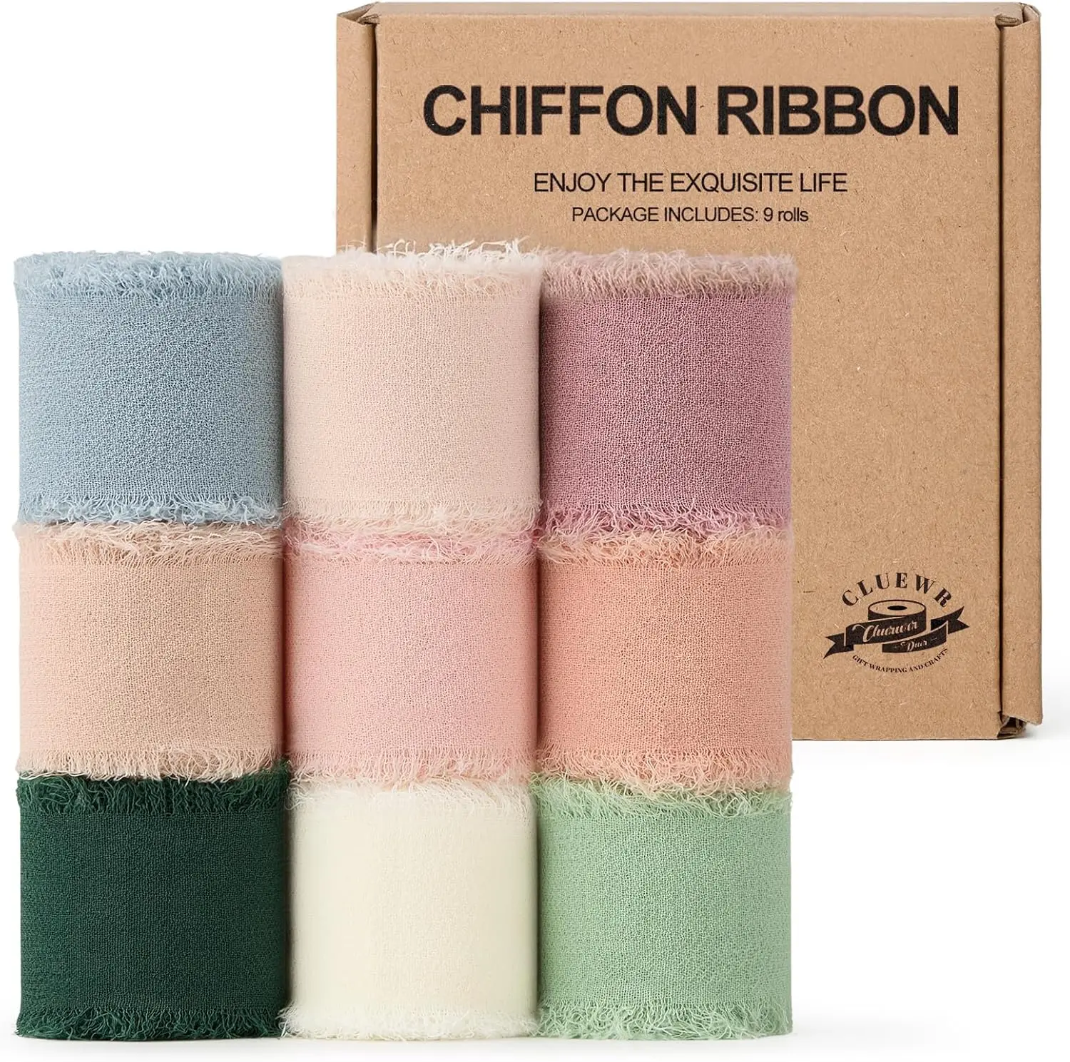 Mixed Color Chiffon Ribbon 1" x 27 Yd | Handmade Fringe, Silk Ribbon, For Gift Wrapping, Wedding Invitation, Bridal Flower Bouquet, DIY Crafts, Home Decor