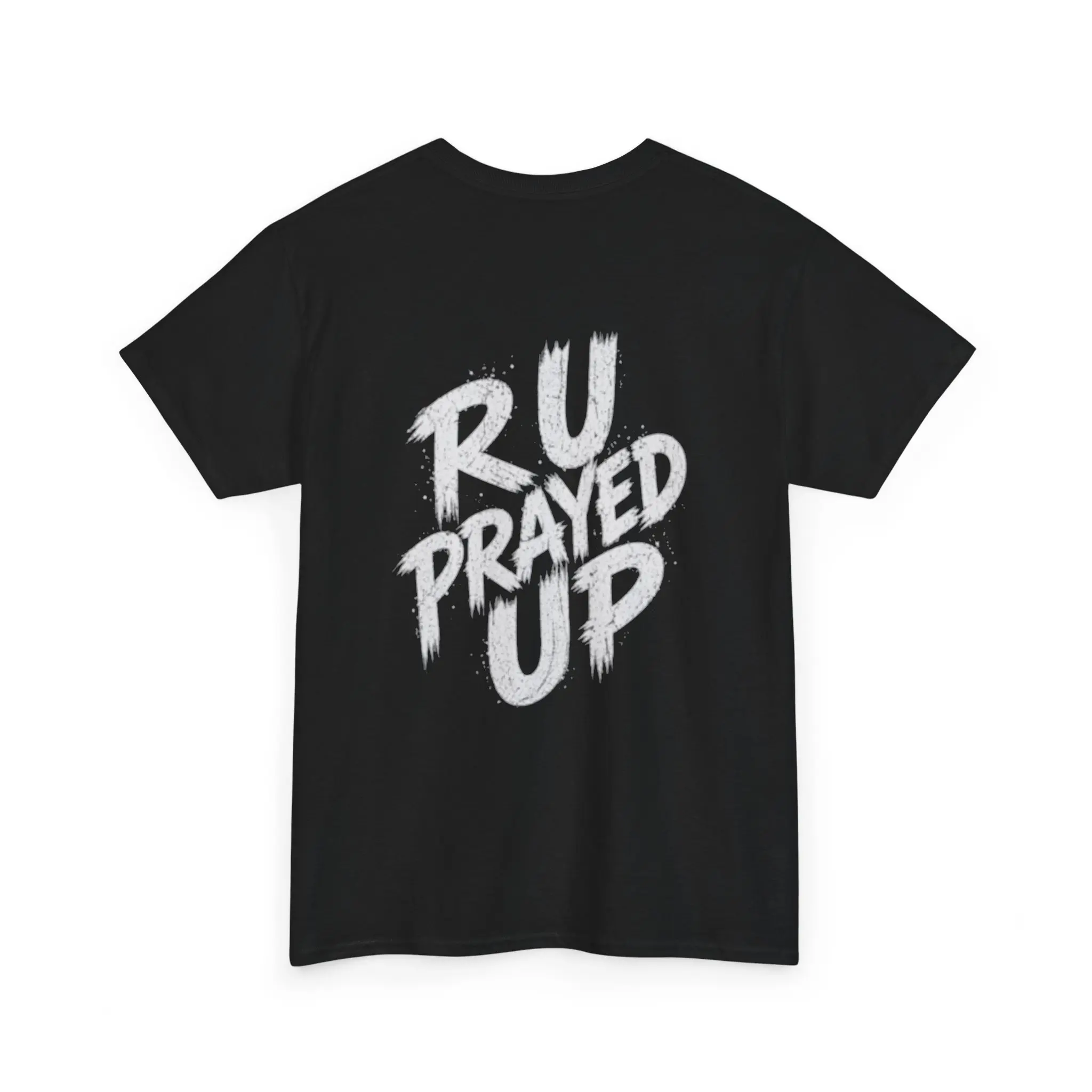 Men's Prayed Up Graphic T-Shirt, Relaxed Fit Faith Typography Top in Soft 100% Cotton with Ribbed Collar