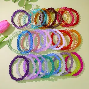 22/34pcs Mix Adjustable Elastic Beaded Bracelet Set, Multicolor Glass Bead Stretch, Cute Simple Style, Handcrafted, with Perfect for Women'S Daily Wear & Gifting, for Valentine'S Day & All Seasons