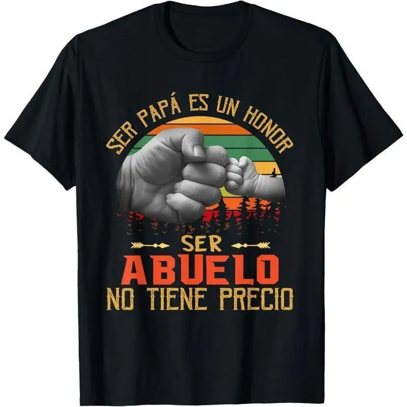 Men's Cotton Short-Sleeve Graphic T-Shirt - Familial Commemoration Top with "Being a Father Is an Honor, Being a Grandpa Is Priceless" Design