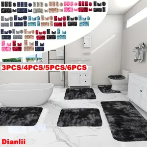 New Mixed Color Bath Mats, Whole Room Bath Rugs, Tie-Dye 3/4/5/6pcss Toilet Mats Universal Soft Bathroom Rugs Sets 3/4/5/6pcs Water Absorption Bathroom Carpet Set, Non Slip Bath Rugs Set, Thick Machine Washable Easy to Dry Dark Bathroom Rugs Sets