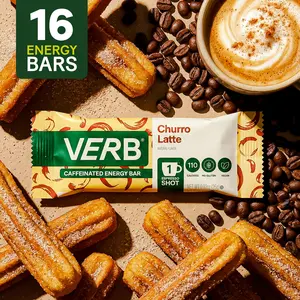 Churro Latte Energy Bars – 16 Pack (26g Each) Vegan Caffeine Snack