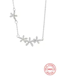 Elegant S925 Silver Daisy Necklace, Casual Style Flower Pendant Chain, Fashionable Women's Jewelry Accessory, All Season Wear