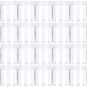 20 Pack 4oz/120ml Round Plastic Jars with Lids Empty Clear Slime Containers,Wide-Mouth Refillable Storage Containers for Cosmetics,Lotion,Food Storage