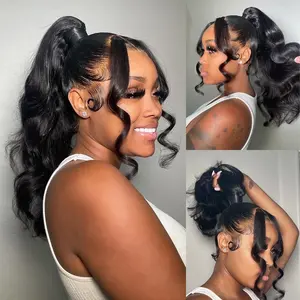 [Clearance Sale] Bling Hair 180% Density 360 Full Lace Invisi Strap Body Wave Wigs Human Hair 13x4 13x6 HD Transparent Lace Frontal Black Wigs For Women