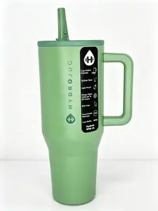 HydroJug 40oz Insulated Stainless Steel Tumbler - Leakproof Vacuum Flask with Handle, Flip Straw, 24H Cold Retention, Sage Green for Gym, Travel