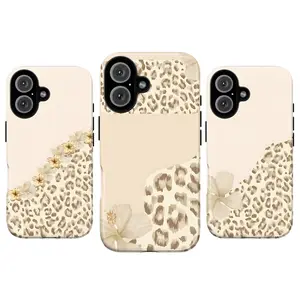 Beige Leopard Print Phone Case – Neutral Aesthetic Floral Cheetah Case for iPhone 17 16 15 14 13 12 11 Pro Max & Samsung Galaxy S21–S25, Cute Wild Animal Pattern Cover