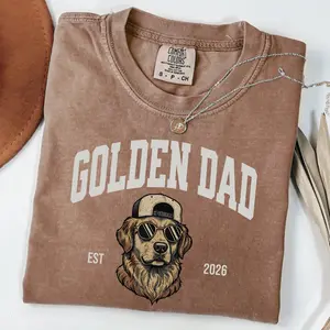 Comfort Colors Golden Retriever Dad T-Shirt, Dog Lover T-shirt, Pet Parent Unisex Tee, New Puppy Dog Tshirt, Dog Owner Top, Father's Day Gift, Trendy Funny Gift for Women