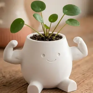 Cute Stylish Flower Pot, Funny Biceps Design, Dual-use Succulent Planter & Desktop Pen Holder, Home Decor Ornament, Ideal Father's Day Gift