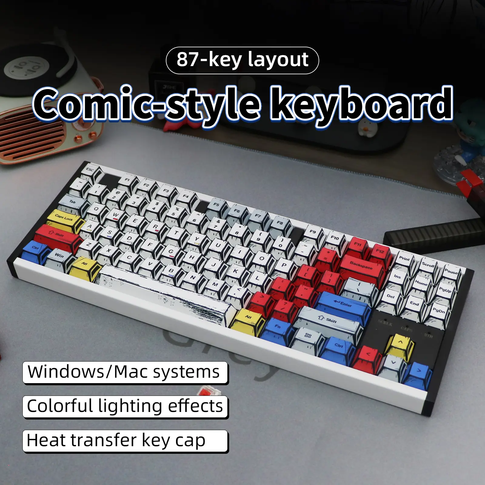 TKL 87/104 Keys Hotswap Gaming Keyboard,Sturdy Alloy Housing,Side RGB Marquee Light,Compatible With Windows Mac Android System