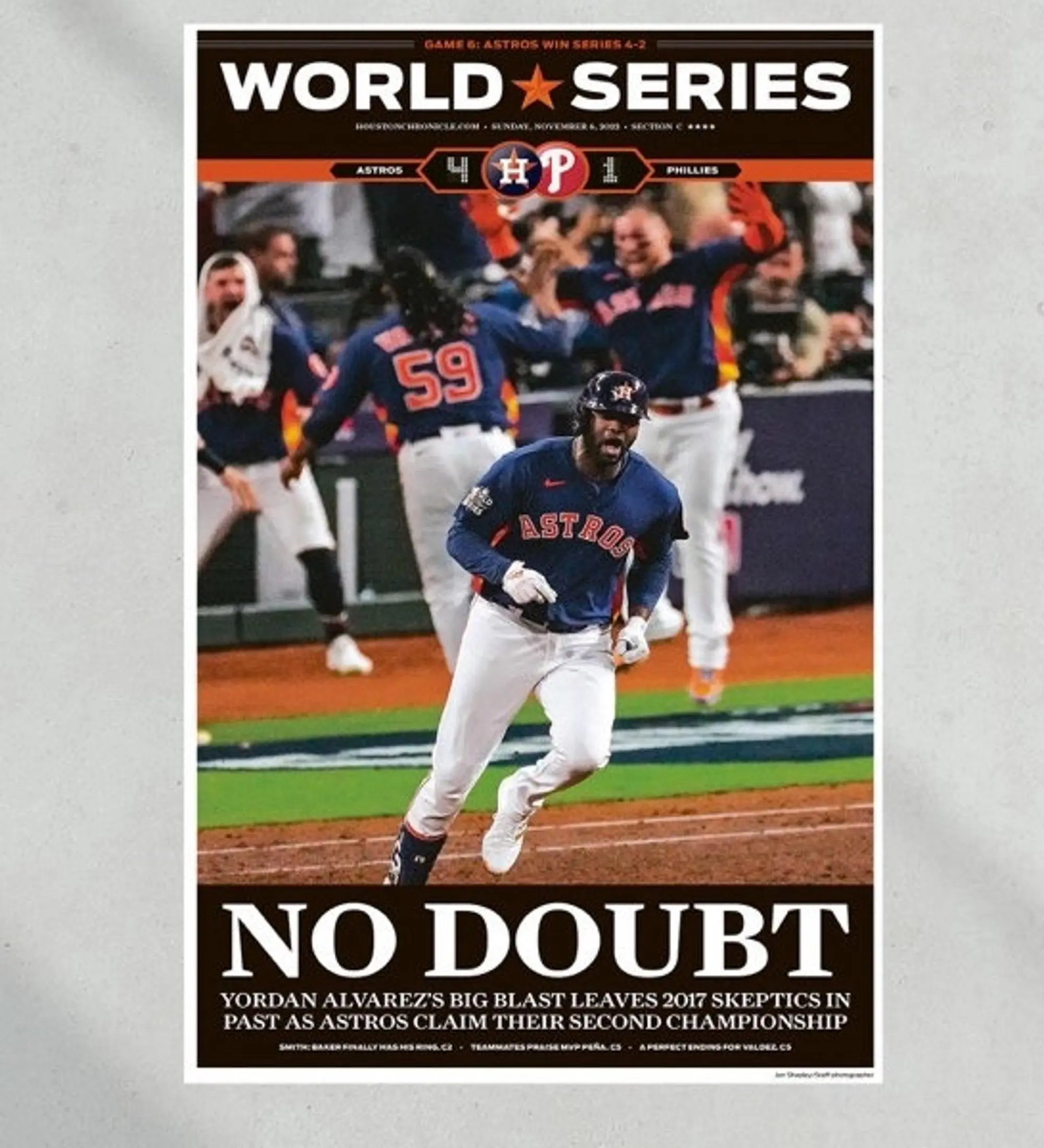 2022 Houston Astros “No Doubt” World Series Unframed Poster Print