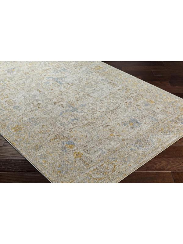 Livabliss Avant Garde Traditional Round Equestrian Area Rug - 7ft10in x 7ft10in, Machine Woven Polyester Face & Cotton, Charcoal & Mustard Tones, Fringe Detail, Non-Slip, Durable, for High-Traffic Spaces, Non-Customised