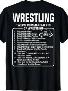 Cotton Classic Black Wrestling T-Shirt 12 Commandments Crew Neck Adult Short SleeveMen and women Black T-shirt size Extra large S-4XL Same style for men and women 2025 summer short-sleeved printed T-shirt pure cotton 220G