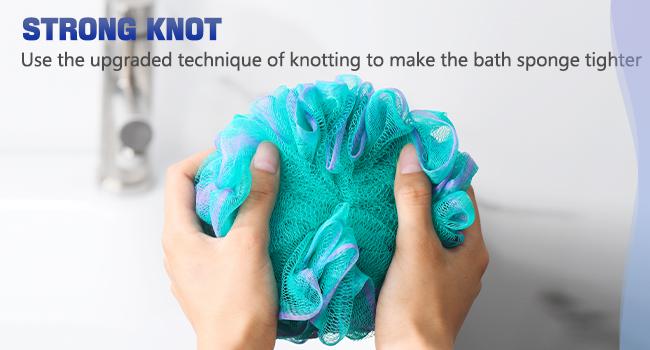 Loofah Sponge 75g/Piece, Exfoliating Bath Sponge Body Scrubber - Loofa Set of 4 Flower Color (Large, Green-Purple)