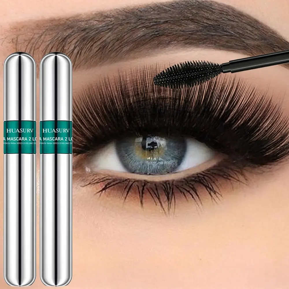 Two-Pack Huasurv Dual-In-One Lash Mascara, Voluminous Mascara, Volumizing & Curling, Easy to Use, Beginner Makeup, Perfect for Football Parties, Cosplay, Proms, Valentine's Gift