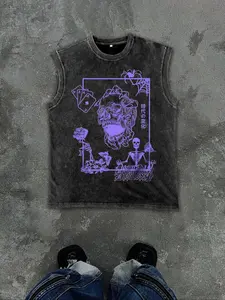 Men's Vintage Graphic Print Round Neck Tank Top, Regular Fit Casual Sleeveless Crew Neck Top for Summer, Fashion Men's Top for Daily Wear, Menswear, Socks