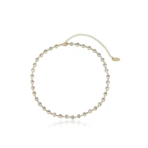 Crystal Disc and Link Necklace