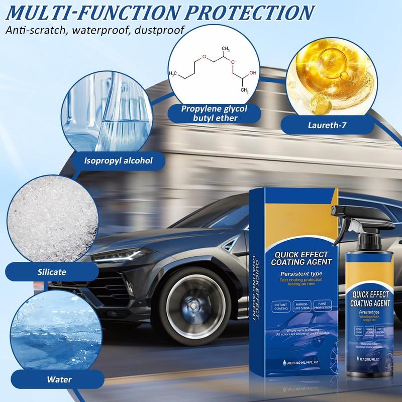 1 Pack Car Coating Spray, Spray Coating Agent, Fast Acting Coating, Car Scratch Wax Polishing Spray No Wash, Easy to Use, Multipurpose Oil Film Emulsion Glass Cleaner
