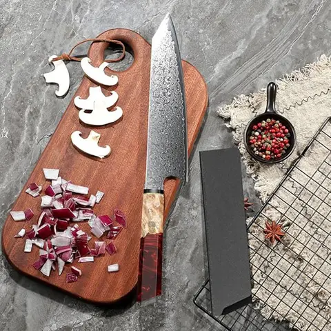 67-Layer Damascus Kiritsuke & Chef Knives Kitchen Set - Ultra Sharp AG-10 Blade, Ergonomic Rosewood Handle, Epoxy Resin Accent, 67-layer Beauty, Unparalleled Sharpness for Slicing, Home Cooks’ Culinary Experience, Wooden Storage Option