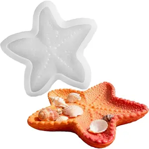 1 Pc Exquisite Starfish-Shaped Silicone Tray Mold Unique Storage Container Epoxy Resin Casting Mold for DIY Jewelry Small Ornaments Home Decor Candlesticks Soap Dishes Art Crafts