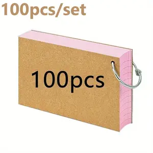 Colorful Index Card with Ring, 100pcs/set Double Sided Memo Card, Portable Index Card Organizer for Learning, Office, School Supplies