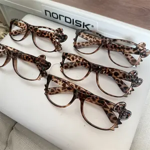 1pc，Y2K leopard print retro glasses frame, women's fashionable round frame design, cute tortoiseshell spice girl glasses accessory, trendy vintage eyeglasses, Leopard pattern eyeglasses, suitable for daily wear and party outfits