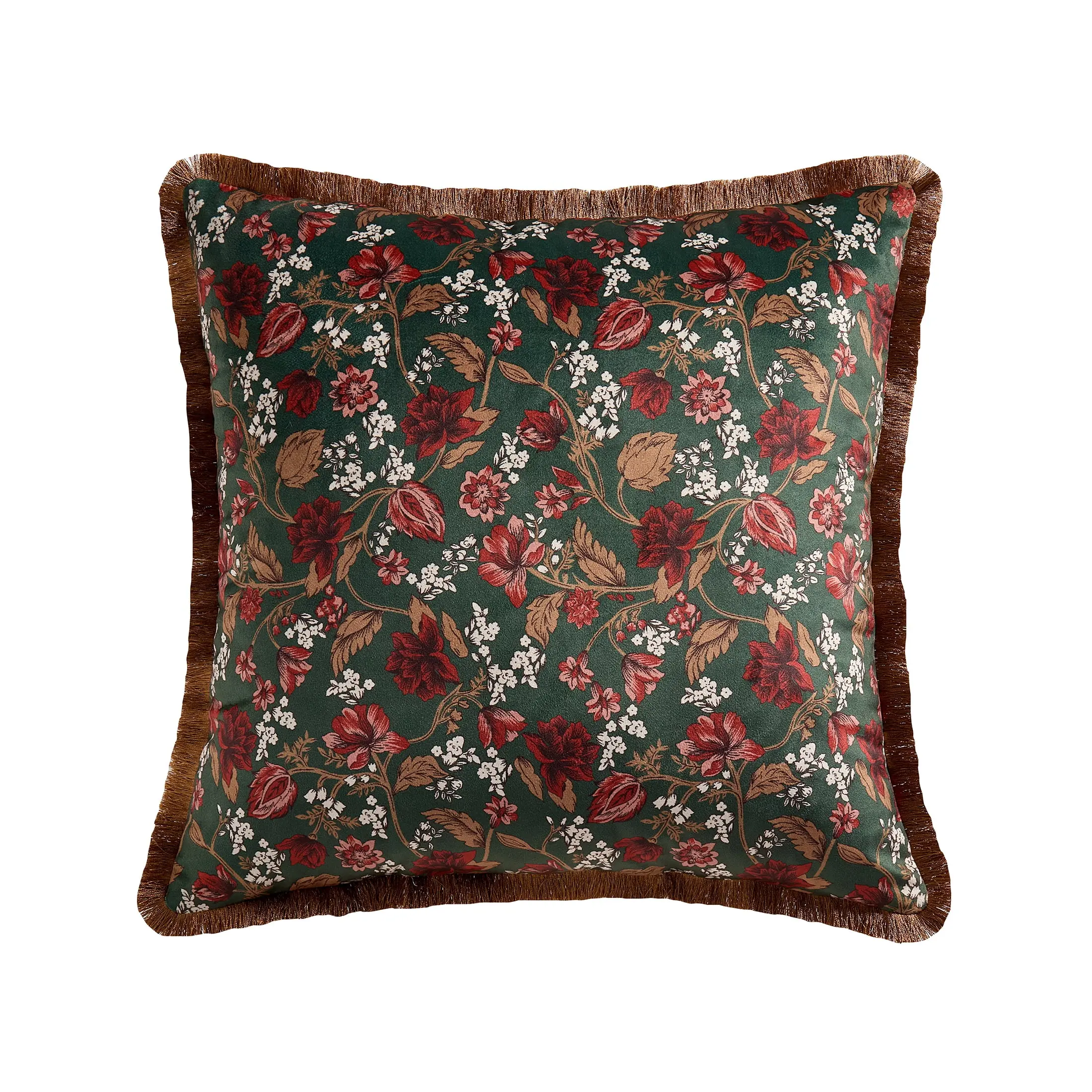 Home Decor Collection 20" x 20" Green Floral Velvet Decorative Pillow Home Decor Collection 20" x 20" Green Floral Velvet Decorative Pillow