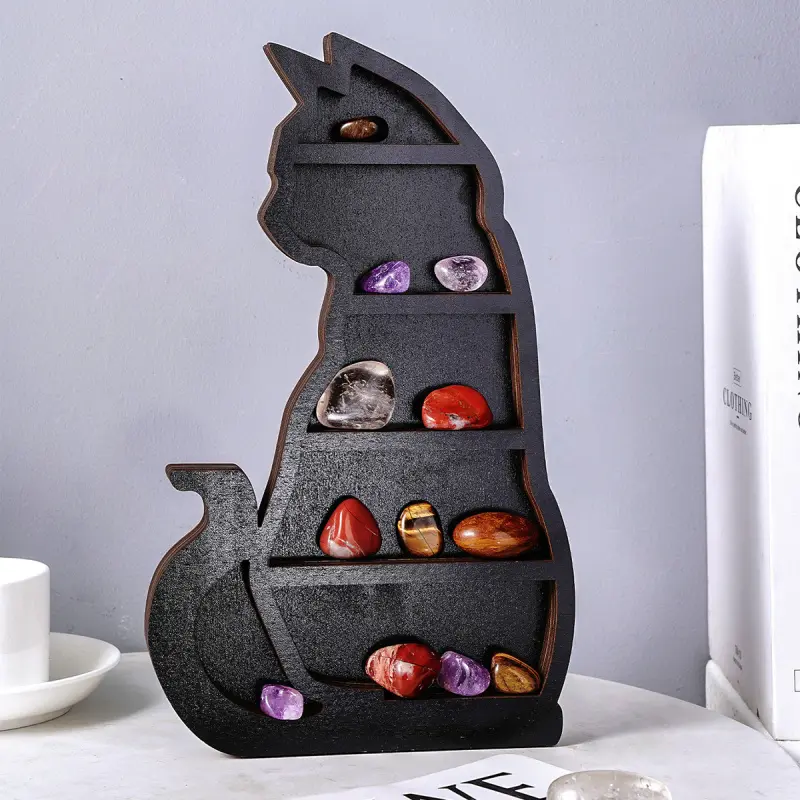 New Product Personalized Creative Black Kitten Decorative Wall Shelf Indoor Simple Home Wall Decoration Storage Rack Wooden Wall Rack Shelf For Wall