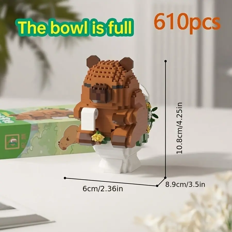 400+ Pieces Cute Capybara Model Building Blocks Set, Stress Relief Micro Particles, Creative Home Office Decor, Unique Gift Idea, Building Block Kit