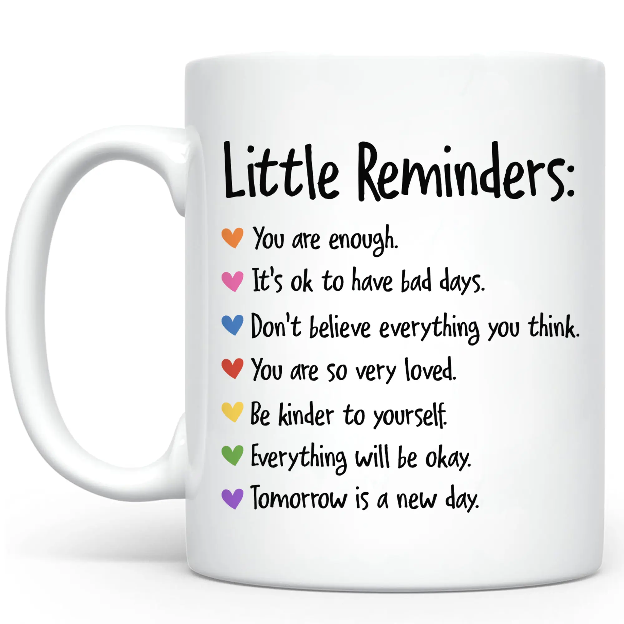 Inspirational Reminders Ceramic Mug, Mental Health Coffee Mug, Motivational Tea Cup, You Are Enough Messages Mug, Gift For Her
