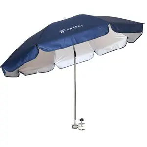 AMMSUN XL Clamp Mount Chair Umbrella - 47in Upgraded Clamp, 360-Degree Swiveling Pole, UPF50+, Oxford Fabric, Portable for Camping Chair, Stroller - Navy Blue