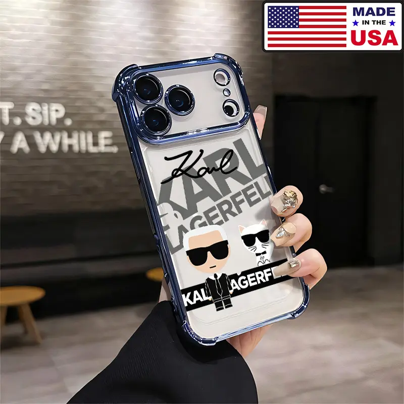 Karl Lagerfeld Choupette Aesthetic Pattern Custom Silicone Cellphone Casing, Shockproof TPU Protector with Airbag Corners, Drop Tested for iPhone 12-17 Plus Pro Max & Samsung 22-25 Plus Pro Max Ultra, Vintage Fashion Mobile Accessory, Anti-Drop