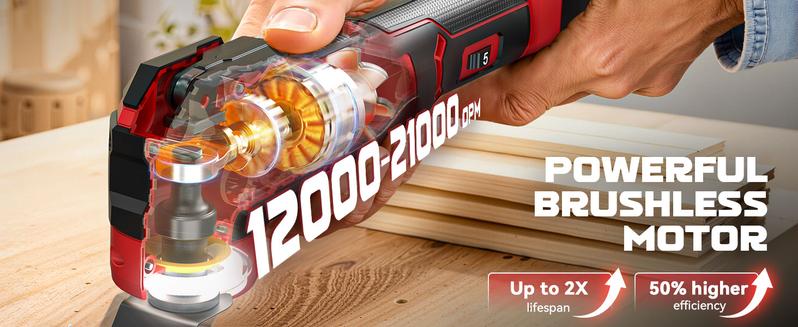 Cordless Oscillating Tool Compatible with Milwaukee 18V Battery (NO BATTERY!!), 6 Variable Speed Brushless-Motor, multi tool kit for Cutting Wood Nails Remove Grout & Sanding Cordless Oscillating Tool Compatible with Milwaukee 18V Battery (NO BATTERY!!), 6 Variable Speed Brushless-Motor, multi tool kit for Cutting Wood Nails Remove Grout & Sanding