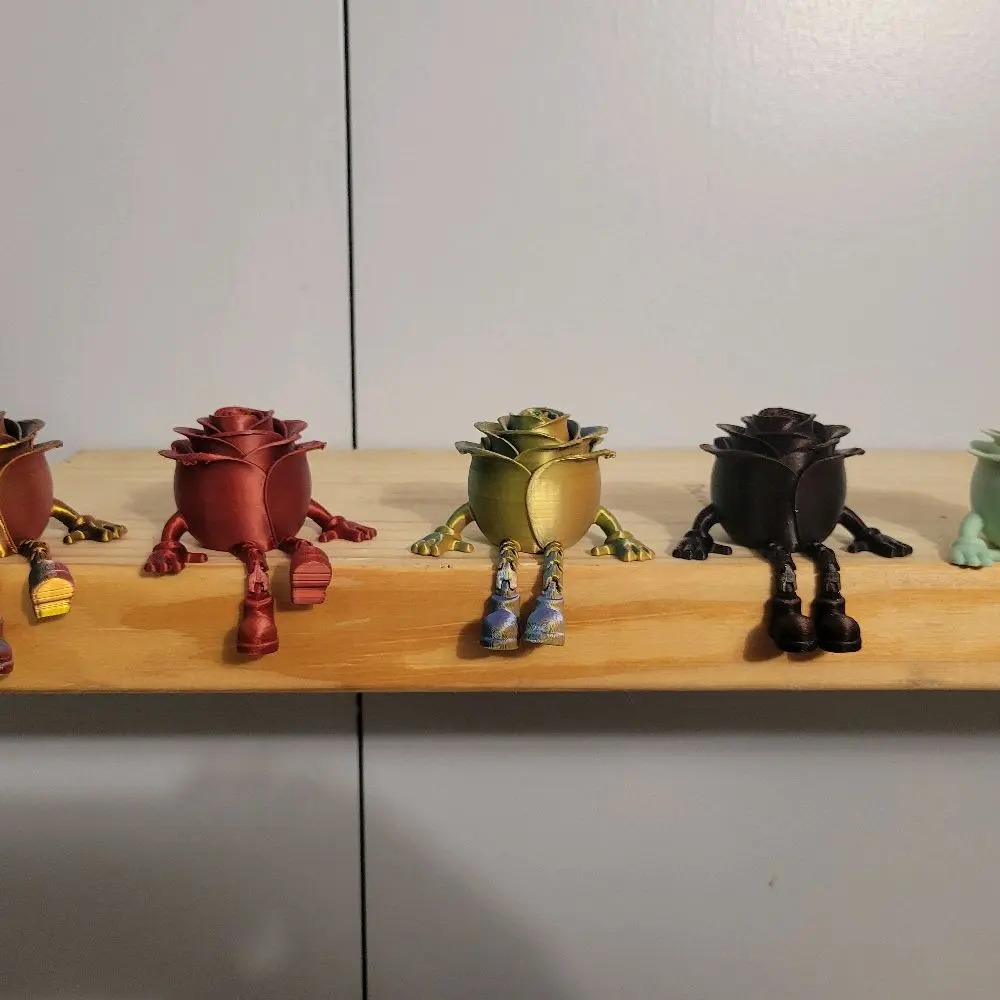 Shelf Buddies - Colorful Rose-shaped Figurines for Decorative Display on Shelves