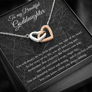 Interlocking Hearts, Goddaughter Gift Necklace, Goddaughter Birthday, Goddaughter Christmas, From Godmother, From Godfather, To my, Anniversary Gift, . Necklace Jewelry With Meaningful Messages Card & Box