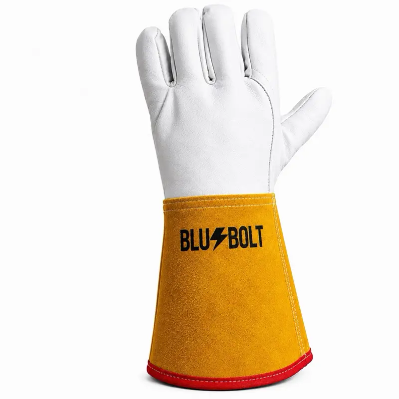 Blu-Bolt Goatskin Leather Welding Gloves – Heat Resistant, Kevlar Stitched, High Dexterity MIG, TIG, and Stick Gloves