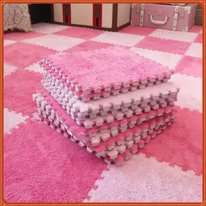 12pcs Plush Puzzle Foam Floor Mat, Soft Thicken Fluffy Interlocking Square Foam Tiles Area Rugs Carpet for Parlor Bedroom Decoration(11.8x11.8x0.55in,Rose Red&Pink)(Gag Toys & Practical Jokes)(Gag Toys & Practical Jokes)