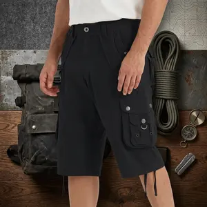 Men's Multifunctional 8-Pocket Cargo Shorts - Long Below-Knee Relaxed Fit, Durable Breathable Fabric, Ideal for Hiking, Daily Wear