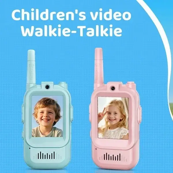 Cute Color Kids Walkie Talkie 2 Pack, HD Screen Rechargeable Long Range Children Radio Toy with Voice Changer, Perfect Birthday Christmas Holiday Gift for Little Boys and Girls Outdoor Play
