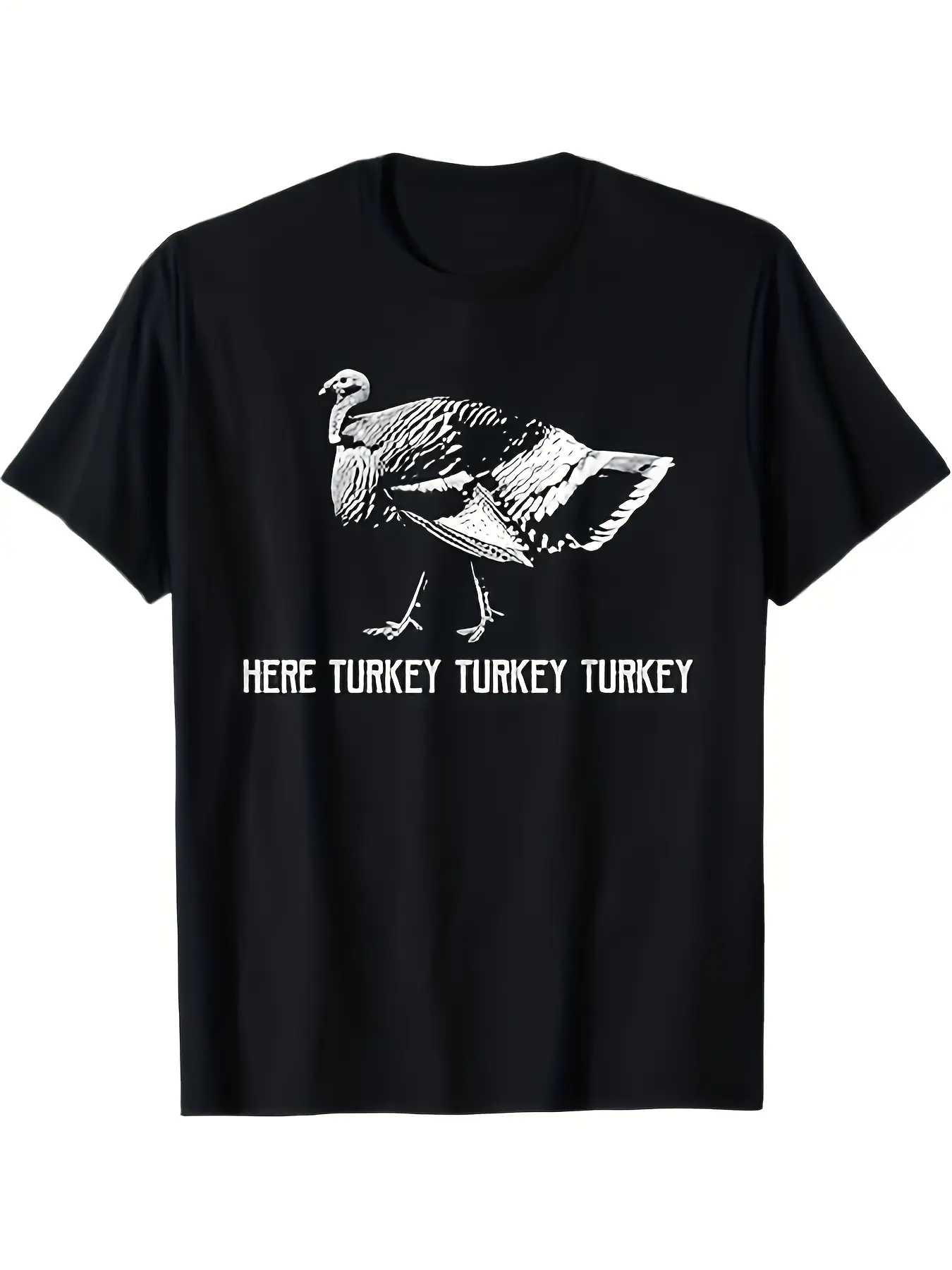 Men'S Black Short Sleeve Crew Neck Turkey Hunting unisex soft cotton short sleeve t shirt, vintage graphic casual tee for men women teens, perfect birthday holiday gift for camping travel gym daily street  wear