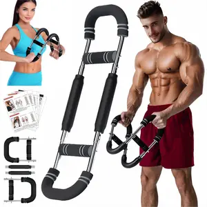Adjustable Resistance Chest Workout Equipment for Men Women, Forearm Biceps Tricep Chest Thigh Exerciser, Portable Spring Home Workout Bar